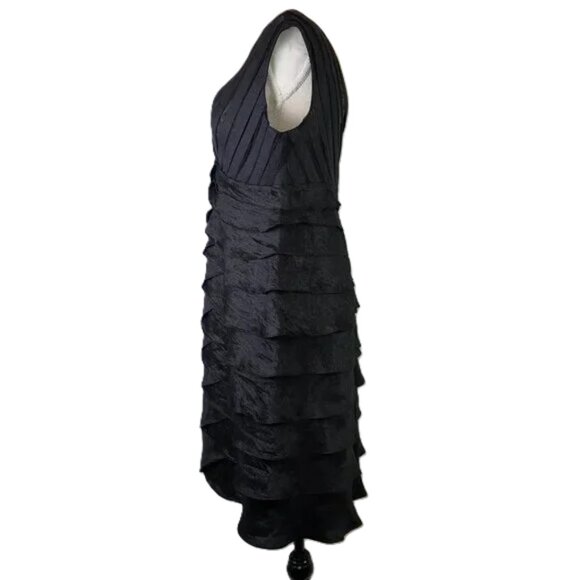 Scarlet Nite Black Tiered Ruffle Evening Cocktail Dress V Neck Size 12 - Picture 5 of 12